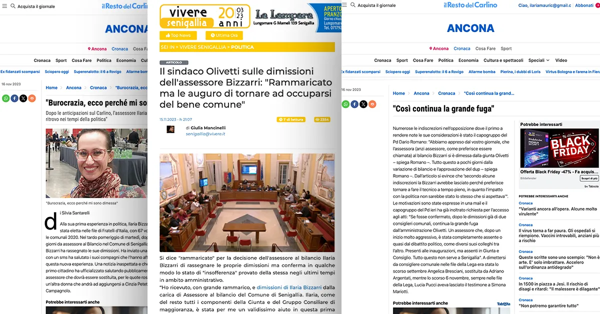Le dimissioni dell’assessore Bizzarri segno del fallimento delle politiche del personale di Olivetti