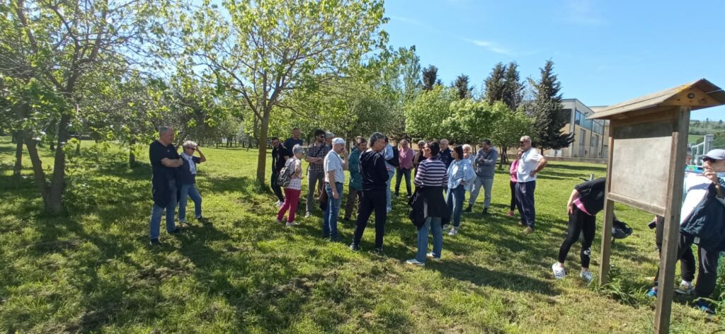 Pausa al Bosco di Topolino, i 30 partecipanti in piedi  al parco