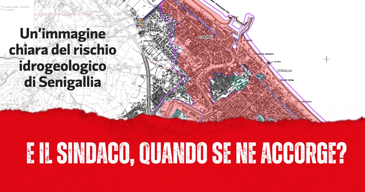 Mappa di Senigallia in cui quasi tutta la città è in zona rossa